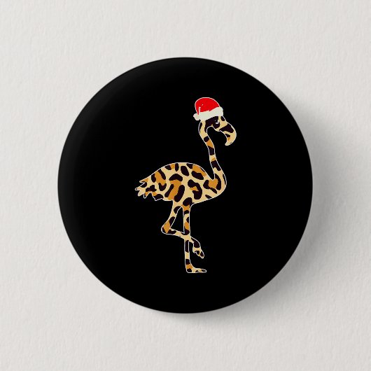 Flamingo Santa Hat Family Matching Christmas Leopa Button (Vorderseite)