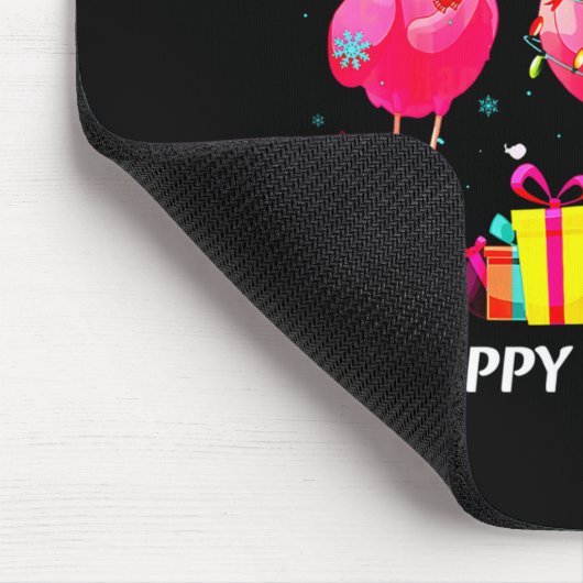 Flamingo Santa Hat Happy New Year Light Long Sleev Mousepad (Ecke)