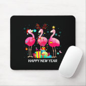Flamingo Santa Hat Happy New Year Light Long Sleev Mousepad (Mit Mouse)