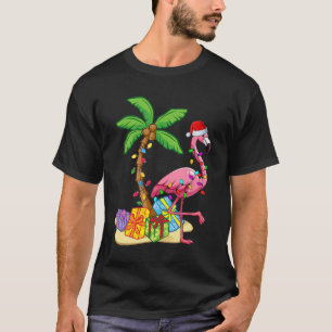 Flamingo Santa Hut Palmenbaum Frohe Weihnachten Li T-Shirt