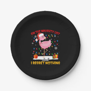 Flamingo  Santa Naughty List Flamingo Weihnachten Pappteller
