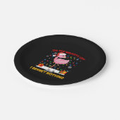 Flamingo| Santa Naughty List Flamingo Weihnachten Pappteller (Schrägansicht)