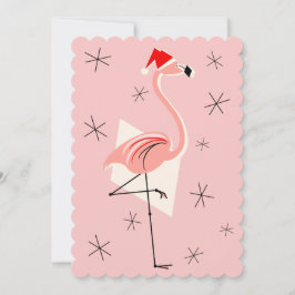 Flamingo Santa Pink Einladung Portrait