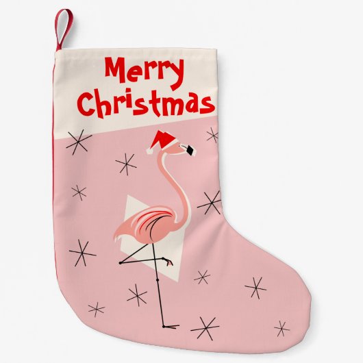 Flamingo Santa Pink Frohe Weihnachten einseitig Kleiner Weihnachtsstrumpf (Vorderseite)