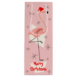 Flamingo Santa Pink Frohe Weihnachtswein Geschenktüte Für Weinflaschen