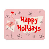 Flamingo Santa Pink Happy Holidays flexibel Magnet (Horizontal)