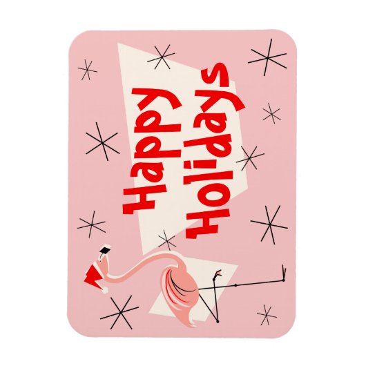 Flamingo Santa Pink Happy Holidays flexibel Magnet (Vertikal)