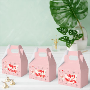 Flamingo Santa Pink Happy Holidays gable Geschenkschachtel