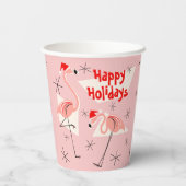 Flamingo Santa Pink Happy Holidays Pappbecher (Rückseite)