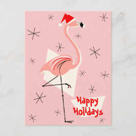 Flamingo Santa Pink Happy Holidays Porträt Feiertagspostkarte