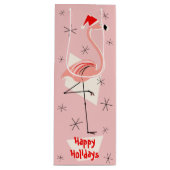 Flamingo Santa Pink Happy Holidays Wein Geschenktüte Für Weinflaschen (Vorderseite)
