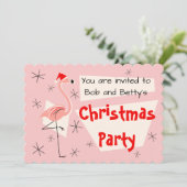 Flamingo Santa Pink, horizontal Einladung (Stehend Vorderseite)