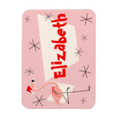 Flamingo Santa Pink Name flexibel Magnet (Vertikal)