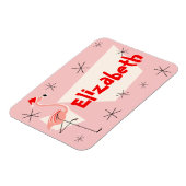 Flamingo Santa Pink Name flexibel Magnet (Linke Seite)