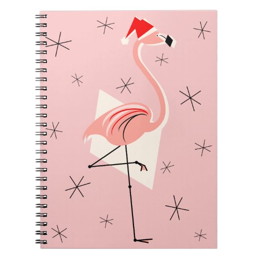 Flamingo Santa Pink Notebook Notizblock (Vorderseite)