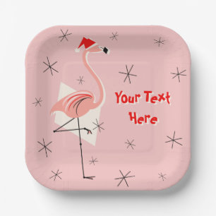 Flamingo Santa Pink Papierplatte Pappteller