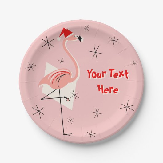 Flamingo Santa Pink Papierplatte Pappteller (Vorderseite)