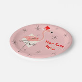 Flamingo Santa Pink Papierplatte Pappteller (Schrägansicht)