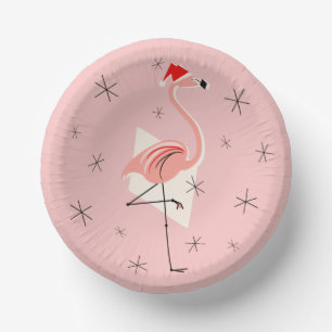 Flamingo Santa Pink Pappteller