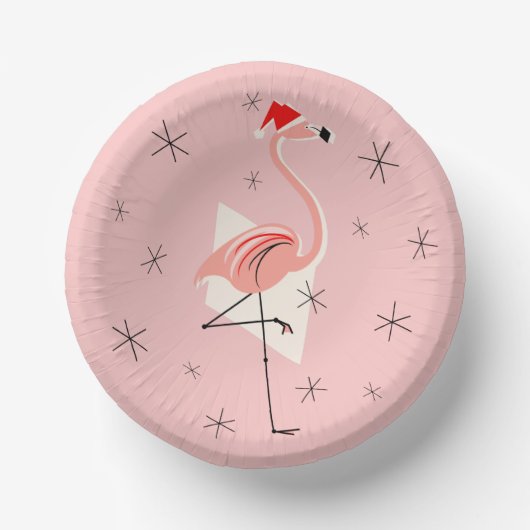Flamingo Santa Pink Pappteller (Vorderseite)