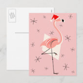 Flamingo Santa Pink Portrait Feiertagspostkarte (Vorne/Hinten)
