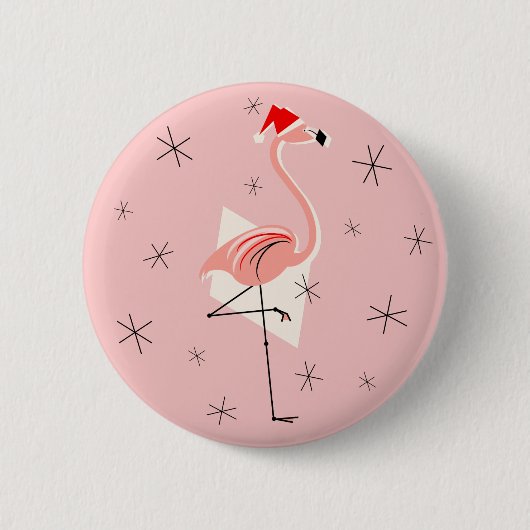 Flamingo Santa Pink Taste rund Button (Vorderseite)