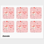 Flamingo Santa Pink Text Aufkleber Quadrat (Blatt)