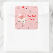 Flamingo Santa Pink Text Aufkleber Quadrat (Tasche)