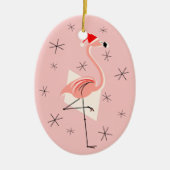 Flamingo Santa Pink Text Ornament Oval (Vorne)