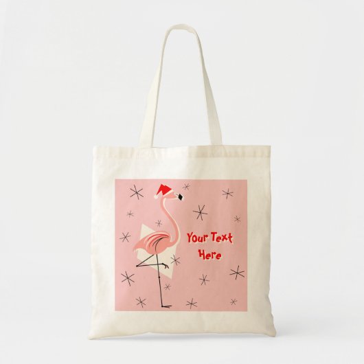 Flamingo Santa Pink Text Tasche (Vorne)