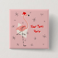 Flamingo Santa Pink Textfeld Quadrat