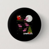 Flamingo Santa Sleigh Flying Funny Magical Christm Button (Vorderseite)