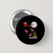 Flamingo Santa Sleigh Flying Funny Magical Christm Button (Vorne & Hinten)