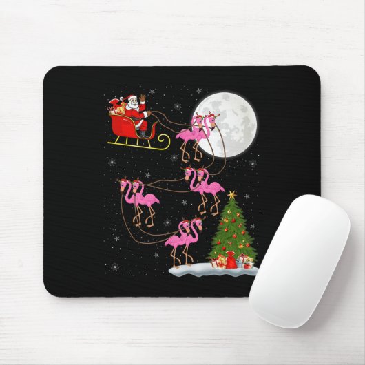 Flamingo Santa Sleigh Flying Funny Magical Christm Mousepad (Mit Mouse)