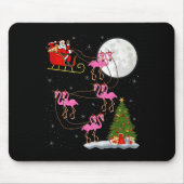 Flamingo Santa Sleigh Flying Funny Magical Christm Mousepad (Vorne)