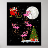 Flamingo Santa Sleigh Flying Funny Magical Christm Poster (Vorne)