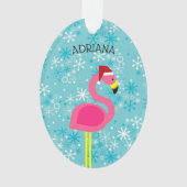 Flamingo Santa Turquoise Tropical Weihnachten Ornament (Vorderseite)