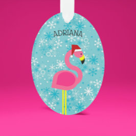 Flamingo Santa Turquoise Tropical Weihnachten Ornament