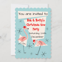 Flamingo Santas Blauer Einladung geschossen