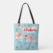 Flamingo Santas Blauer Name überall Tasche (Rückseite)