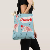Flamingo Santas Blauer Name überall Tasche (Von Nahem)
