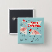 Flamingo Santas Blue Frohe Weihnachtsgeschenk-Plat Button (Vorne & Hinten)