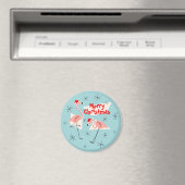 Flamingo Santas Blue Frohe Weihnachtsmagnet rund Magnet (In Situ (Geschirrspüler))