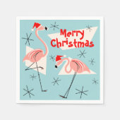 Flamingo Santas Blue Frohe Weihnachtszeitung Servi Serviette (Vorderseite)