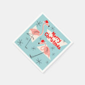 Flamingo Santas Blue Frohe Weihnachtszeitung Servi Serviette (Ecke)