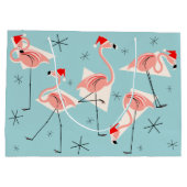 Flamingo Santas Blue große Geschenktasche Geschenktüte (Rückseite)