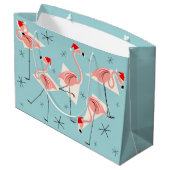 Flamingo Santas Blue große Geschenktasche Geschenktüte (Rückseite Schrägansicht)