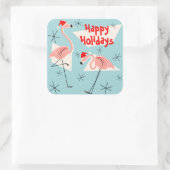 Flamingo Santas Blue Happy Holidays Aufkleber Plat (Tasche)