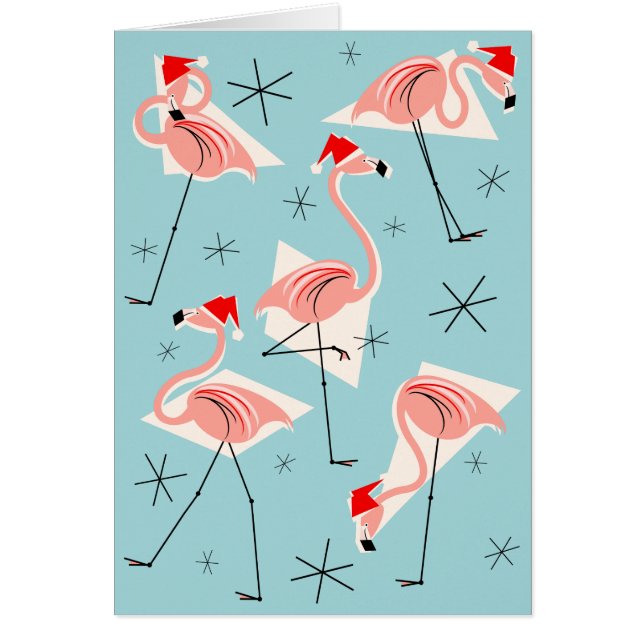 Flamingo Santas Blue Happy Holidays blue (Vorne)