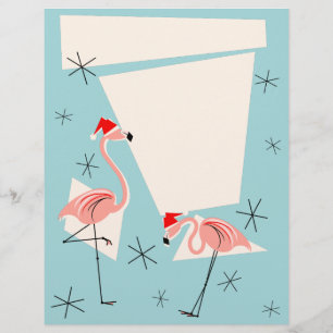 Flamingo Santas Blue Letterhead